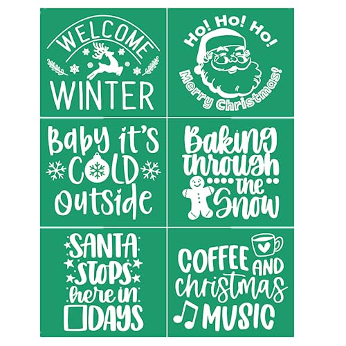 Self Adhesive Reusable Silk Screen Stencil for Winter Holiday Christmas Painting on Wood