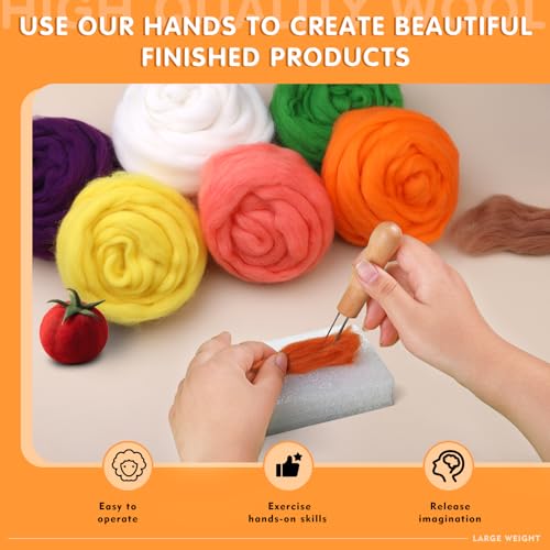 3.53oz Needle Felting Wool Roving Wool for Felting Wool Felting Supplies (3.5 Ounce)