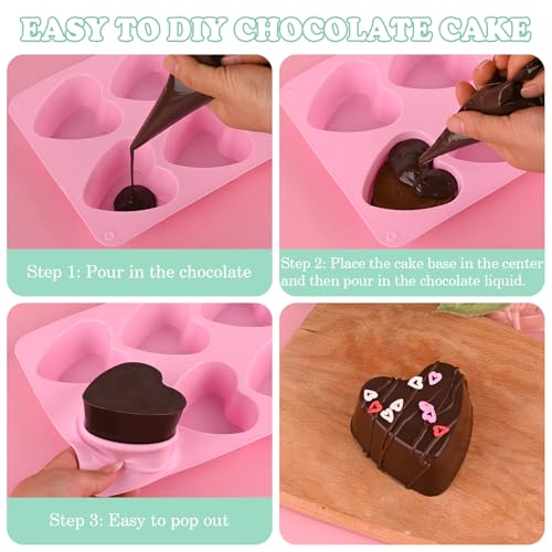 2 Pack 8 Cavity 2.7″ Heart Chocolate Molds Silicone (2 Count)