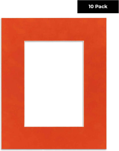 Pack of TEN 11x14 Mats Bevel Cut for 8.5x11 Photos - Acid Free Orange Suede Precut Matboards For Pictures, Photos, Framing - 4-ply Thickness