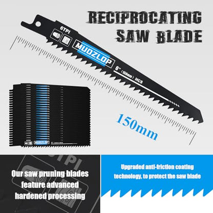 25Pack 6inch 6TPI Woodcutting Reciprocating Saw Blades Set