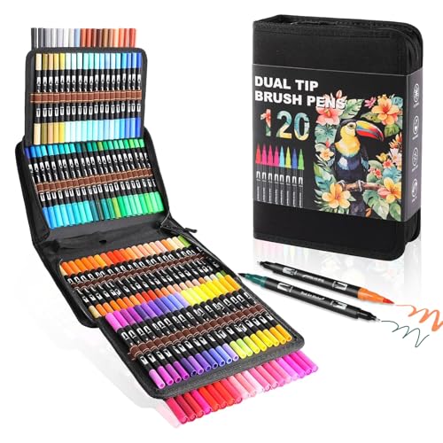 120 Colors Dual Tip Watercolor Markers Pens for School Supplies (120 Count)