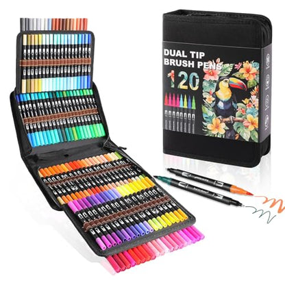 120 Colors Dual Tip Watercolor Markers Pens for School Supplies (120 Count)