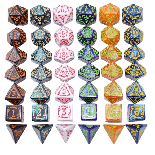 Double Colors Polyhedral Dice Sets with Pouches for D&D DND RPG MTG Dungeon and Dragons Table Board Roll Playing Games D4 D6 D8 D10 D% D12 D20