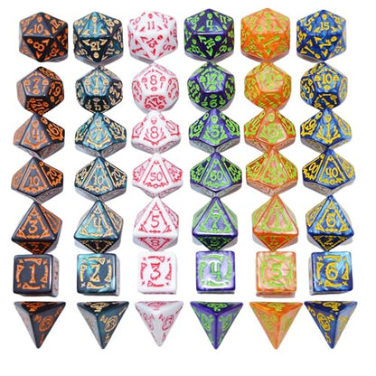Double Colors Polyhedral Dice Sets with Pouches for D&D DND RPG MTG Dungeon and Dragons Table Board Roll Playing Games D4 D6 D8 D10 D% D12 D20