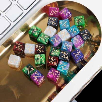 82 Pack Magic The Gathering Counter Dice Set 72 Pcs D6 MTG Dice Life Counters Tokens for Magic Card Game Accessories with 3 Pcs Rolling Dice 7 Pcs Drawstring Bags (56 Count)