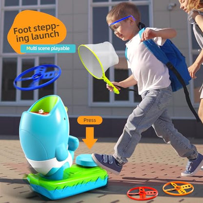 24 PCS Flying Disc Launcher Outdoor Indoor Game Toys Gifts for 3 4 5 6 Year Old Kids (29 Count)