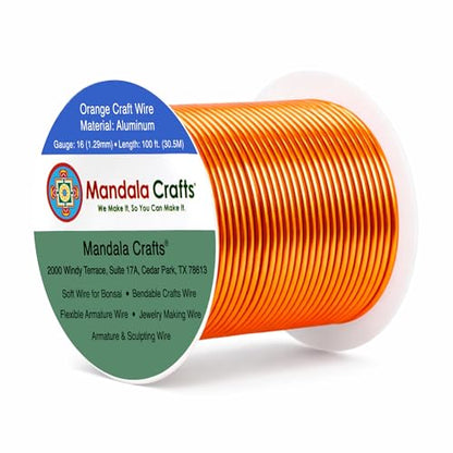 16 Gauge Orange Anodized Aluminum Craft Wire
