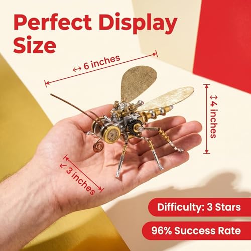 Steampunk Mechanical Insect Butterfly 3D Metal Puzzle Model Kits for Adults 150+ Parts Stunning Desk Decor Christmas & Birthday Gift for Men Adults Hobbyists