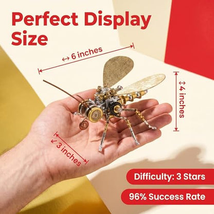 Steampunk Mechanical Insect Butterfly 3D Metal Puzzle Model Kits for Adults 150+ Parts Stunning Desk Decor Christmas & Birthday Gift for Men Adults Hobbyists