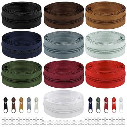 22.2 Yards 20 m 10 Pieces Assorted Colors #5 Nylon Coil Zippers