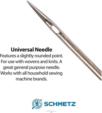 50 Schmetz Universal Sewing Machine Needles - Assorted Sizes - Box of 10 Cards