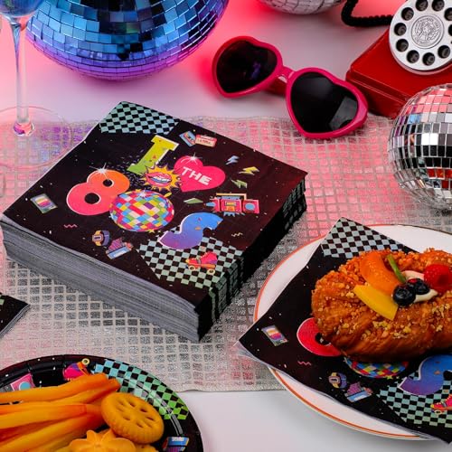 60 Pcs 80s Cocktail Paper Napkins 6.5 x 6.5 Inches (60 Count)