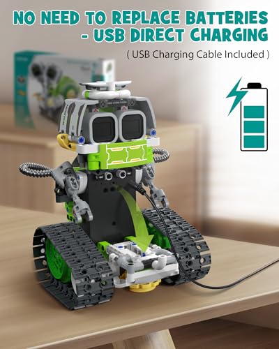 5-in-1 STEM RC Robot Building kit, 478Pcs App Coding, Boys Age 6-12 (478 Count)
