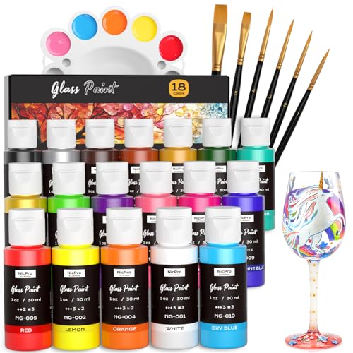 18 Colors Stained Glass Paint Set (18 Fl Oz)