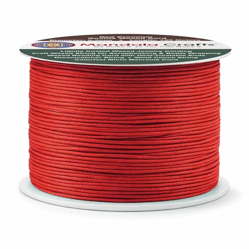 0.5mm Red Cotton Waxed Cord for Jewelry Making (327 Foot)