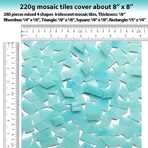 Iridescent Aqua Stained Glass Mosaic Tiles (9 Ounce)