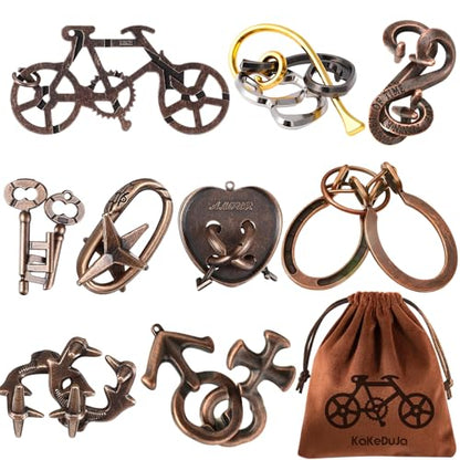 9 PCS Metal Brain Teaser Puzzles Disentanglement Puzzles Lock Puzzle Games Set Gift for Adults Teenagers Kids (72 Count)