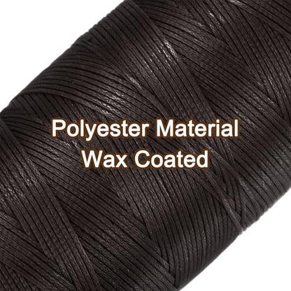 150D 0.8mm Flat Waxed Thread 284 Yards Polyester Leather Sewing Waxed String Hand Stitching Waxed Cord for Leather Stitching Sewing Bookbinding DIY Craft Dark Brown