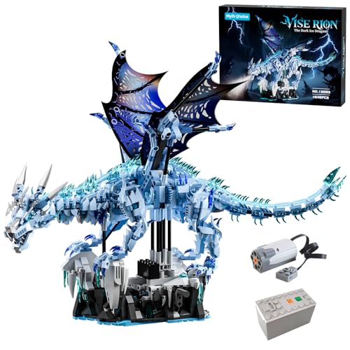 Mechanical Dark Ice Dragon Building Block Set with Motor