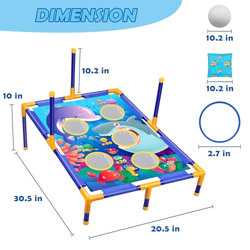 3-in-1 Bean Bag Toss Game Toy,Outdoor Toss Game with Stand for Ring Toss
