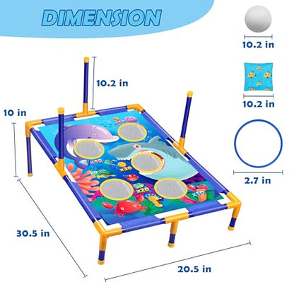 3-in-1 Bean Bag Toss Game Toy,Outdoor Toss Game with Stand for Ring Toss
