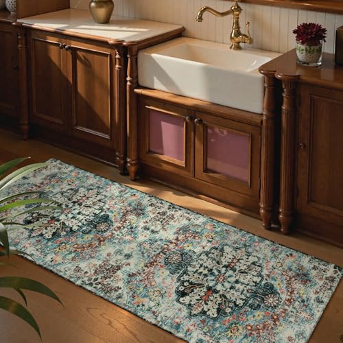 Reine Bohemian Floral 2'8" x 8' Washable Hallway Runner Rug