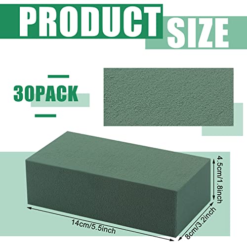 30 Pcs Floral Flower Foam Blocks Green Wet & Dry Plant Foam Brick for Fresh & Artificial Flower Arrangement Florist Supplies for DIY Arts Crafts Weddings Decorations