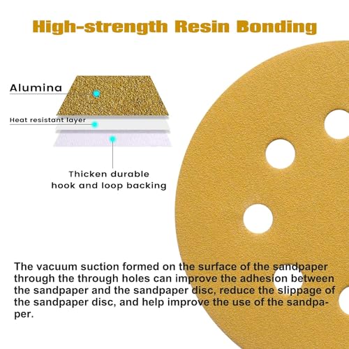 100PCS 5 Inch Sanding Discs 60 Grit Random Orbit Sander Sandpaper (100 Count)