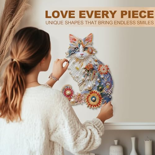 Pearl Flower Cat Puzzles Adults Gifts for Women Men Wooden 160 Pieces 13.4 x 9.2in