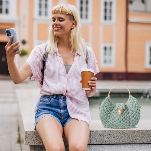 Macrame Bags for Women Macrame Purses and Handbags Macrame Kit for Beginners DIY Macrame Purse Kit with D Shaped Handle Hobbies Project for Starter Boho Gift for Friends