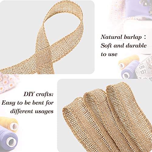 20 Yard 1 Inches Burlap Ribbon Wide Jute Ribbon Natural Burlap Fabric Roll Wired Edge for Wreaths