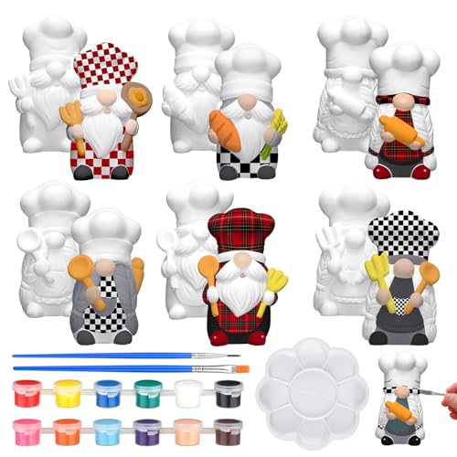 6 Sets Chef Gnome Ceramic Paint Kit (6 Count)