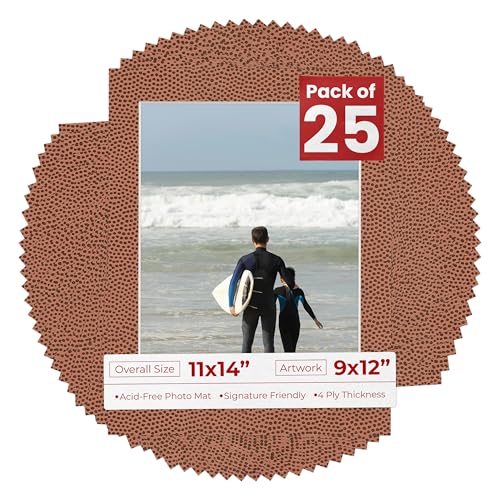 Pack of 25 Acid Free 11x14 Mats Bevel Cut for 9x12 Photos (25 Count)