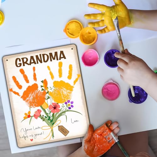 Custom DIY Baby Handprint Flowers Wooden Hanging Sign