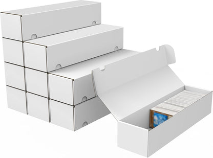 Trading Card Storage Box, 10-Pack 1100 Count White Corrugated Cardboard Bulk Sports Storage Box for TCG/Magic/Mtg Basketball Cards, Collectible Trading Cards