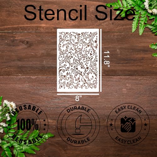 Stencils for Crafts Reusable Texture Stencils for Painting 12"x8" (20 Count)