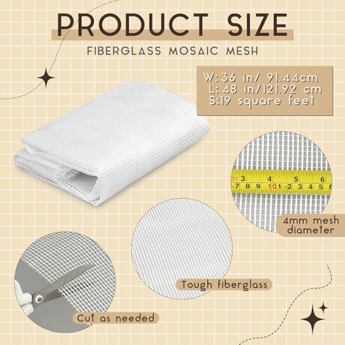 1 Set 36" X 48" Mosaic Mesh Non Sticky for Back Mounted Tile Fiberglass Mosaic Mesh Backing Boast for Tile Installation Supplies Tools