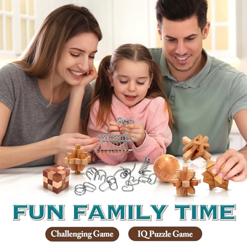 Brain Teaser Wooden Metal Puzzles (32 Count)