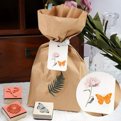 9 PCS Vintage Wooden Rubber Stamps (9 Count)