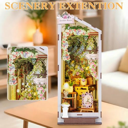 Book Nook Kit for Adult Teen Miniature Garden House with LED Light