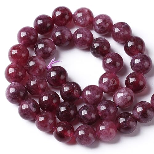 60PCS 6MM Natural Stone Kunzite Purple Jade Beads Round Loose Beads for Jewelry Making Bracelet Strands 16"