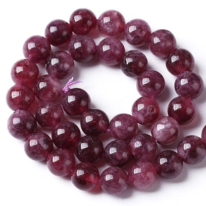 38PCS 10MM Natural Stone Kunzite Purple Jade Beads Round Loose Beads for Jewelry Making Bracelet 1 Strands 16"