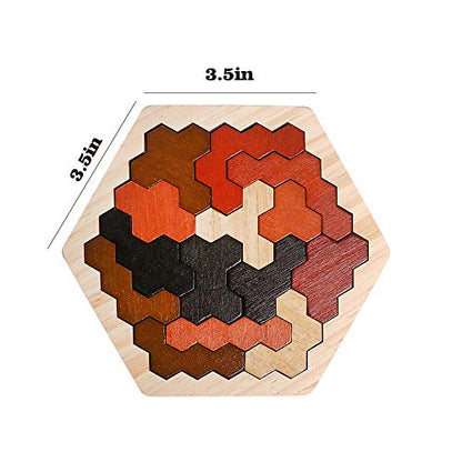 Wooden Hexagon Montessori Tangram Puzzle (14 Count)