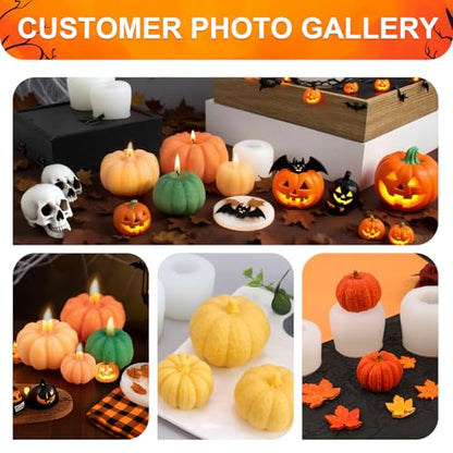 6 pcs Large Halloween Pumpkin Maple Leaf Silicone Candle Mold (6 Count)