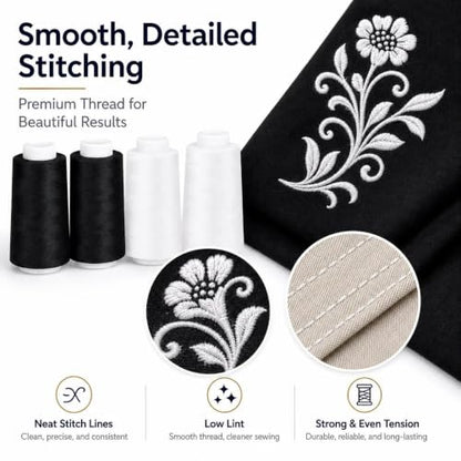 3000 Yards Black & White Sewing Thread