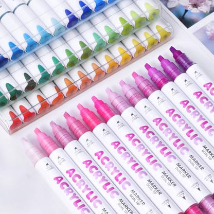 12 Colors Dual Tip Acrylic Paint Markers (12 Count)