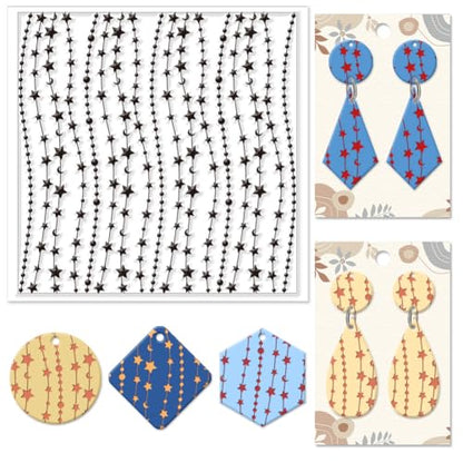 Stars Moon Polymer Clay Texture Sheets Silicone Texture Stamp Clay Texture Mat Modeling Pattern Pad Texture Sheets for Polymer Clay Jewelry and Clay Earrings Tools