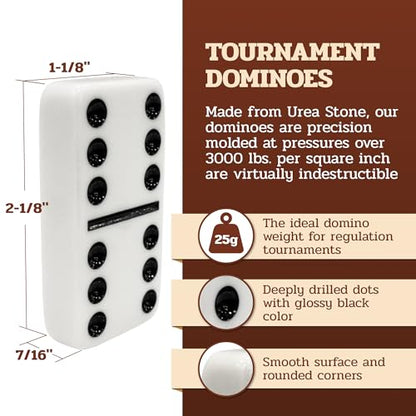Alex Cramer Le Club Luxury Domino Set with Handcrafted Walnut Case and Cribbage