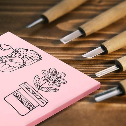 16 Pcs 4" x6“ Pink Rubber Art Soft Linoleum Carving Block (16 Count)